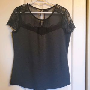 Black/ Grey top with lace.